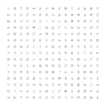 Collection of outline linear web interface icons Stock Illustration