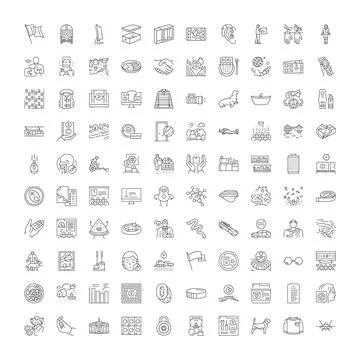 Collection of outline minimal web interface icons Illustrazione stock