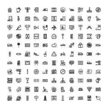 Collection of outline modern technology web application icons Stock Illustration