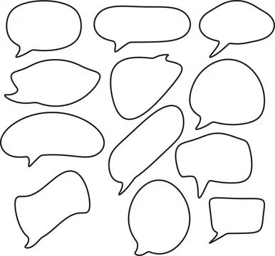 Collection of outline speech bubbles and thought bubbles on transparent bac.. Stock Illustration