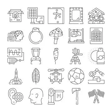 Collection of outline style icons vector 库存插图