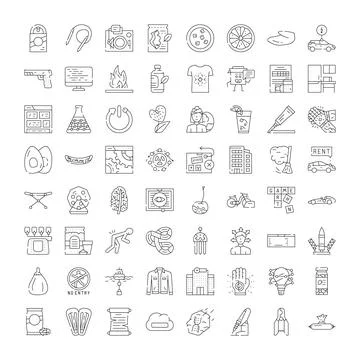 Collection of outline vector icons for web and mobile Stock Illustration