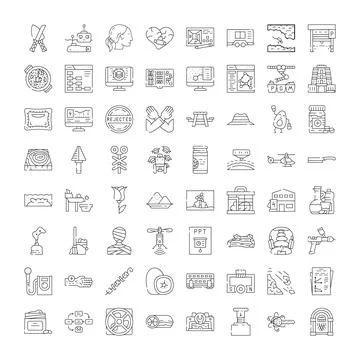 Collection of outline web icons representing various concepts Illustrazione stock