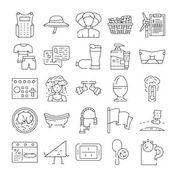 Collection of outline web icons representing various concepts Stockillustratie