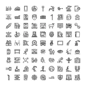 Collection of outline web icons set vector Stockillustratie