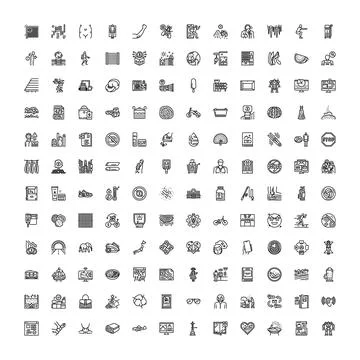 Collection of outline web interface universal icons Illustrazione stock