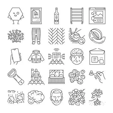 Collection of outline web user interface icons Illustrazione stock