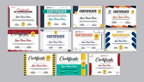 Collection Pack of Award Design Template: Certificate of Appreciation and A.. Illustrazione stock