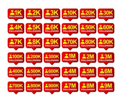 Collection Pack of Followers Tag Vector Design Template Stock Illustration