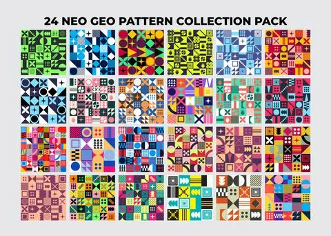 Collection Pack of Neo Geo Pattern Vector Design Template Illustrazione stock