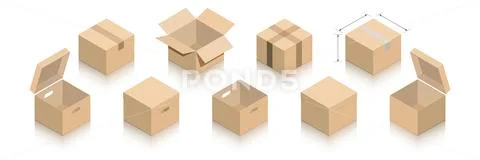 A collection of packages with a mirror shadow. Stock Illustration