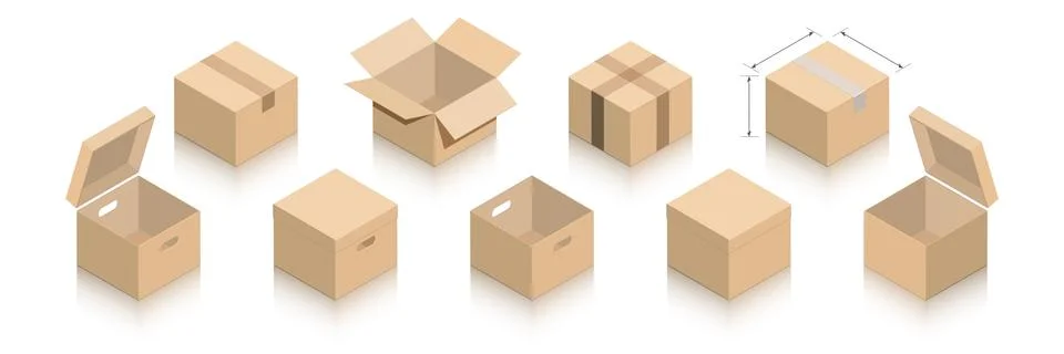 A collection of packages with a mirror shadow. Stock Illustration