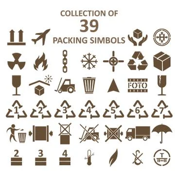 Collection of packing simbols Stock Illustration