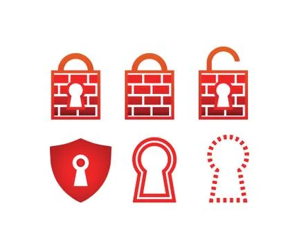 Collection of padlock firewall Stock Illustration