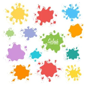 Collection of paint splash. Vector set of brush strokes. Isolated on white .. 库存插图