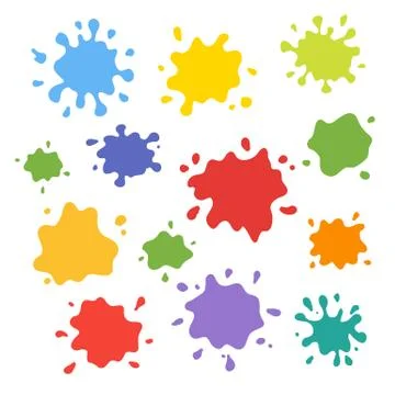 Collection of paint splash. Vector set of brush strokes. Isolated on white .. Stock Illustration