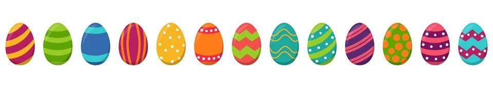 Collection painted easter eggs Stock Illustration