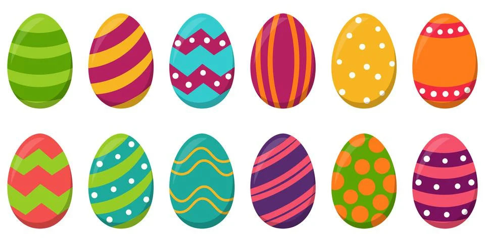 Collection painted easter eggs Stock Illustration