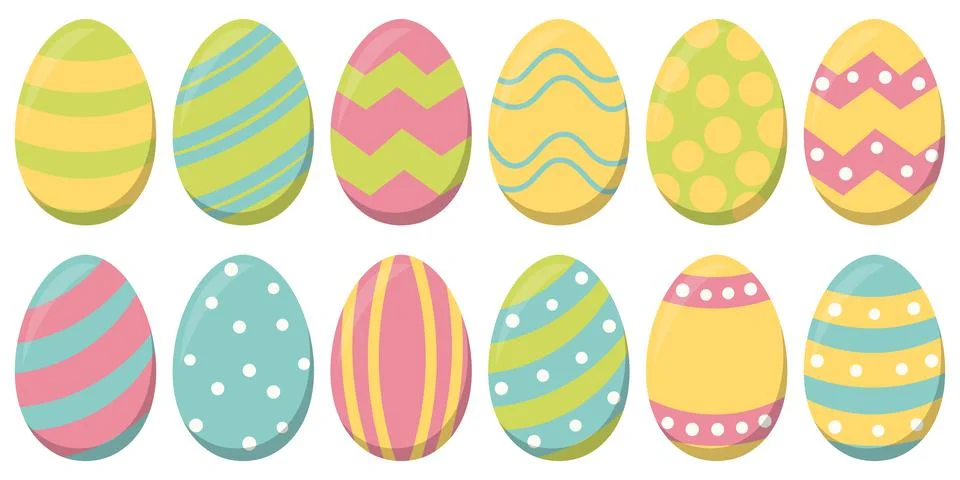 Collection painted easter eggs Stock Illustration
