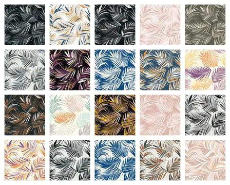Collection palm leaf vector seamless pattern イラスト素材
