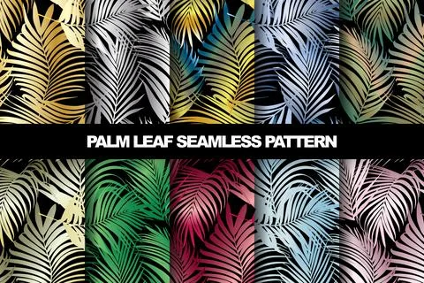 Collection of palm leaf vector seamless pattern Illustrazione stock