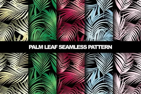 Collection of palm leaf vector seamless pattern イラスト素材