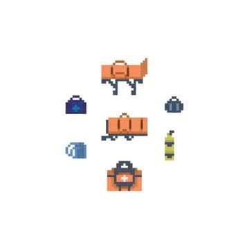 Collection of paramedic equipment Stock Illustration