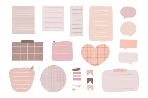 Collection of pastel colored paper notes. Blank banners, planner notes Stock Illustration