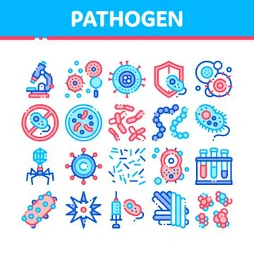 Collection Pathogen Elements Vector Sign Icons Set イラスト素材