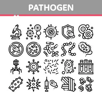 Collection Pathogen Elements Vector Sign Icons Set Stock Illustration