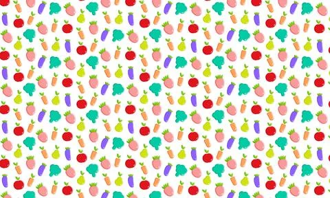 Collection with pattern vegan fruit on white background for textile design Stock Illustration