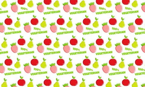 Collection with pattern vegan fruit on white background for textile design Stock Illustration