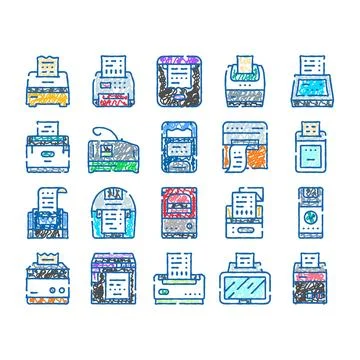 Collection of payment terminal and receipt icons Stock Illustration