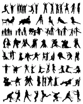 Collection of people silhouettes Stock Illustration