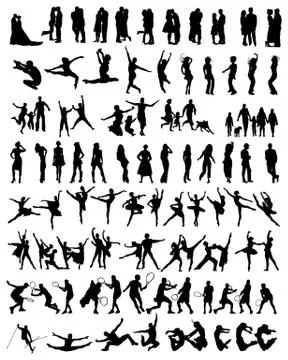Collection of people silhouettes Stock Illustration