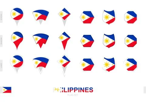 Collection of the Philippines flag in different shapes and with three diffe.. Stock Illustration