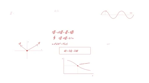 A collection of physics equations including Lorentz force and thermodynamic.. Stock Footage 346563975