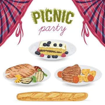 Collection of picnic food Stock Illustration