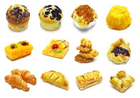 Collection of pie on white background Stock Photos