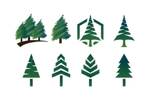 Collection of pine tree logo template Stock Illustration