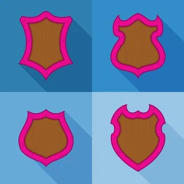 Collection of pink shields with shadows Stock Illustration