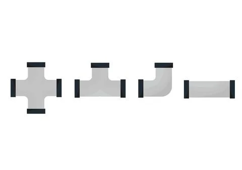 Collection of pipe illustrations with various types of pipes Stock Illustration