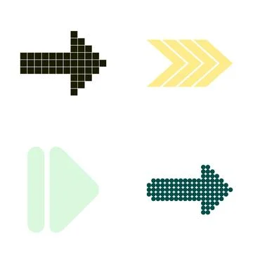 Collection of pixel arrow and chevron direction signs Stock Illustration
