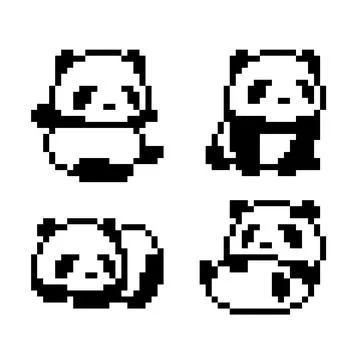 Collection of pixel panda pictures. vector illustration. イラスト素材