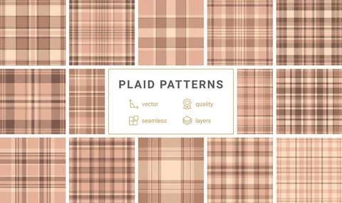 A collection of plaid patterns with colorful checks, ideal for textile, fab.. Illustrazione stock