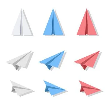 Collection of plane paper cartoon vector design. Pack of plane paper icon Stock Illustration
