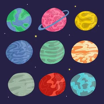 Collection of planets Stock Illustration