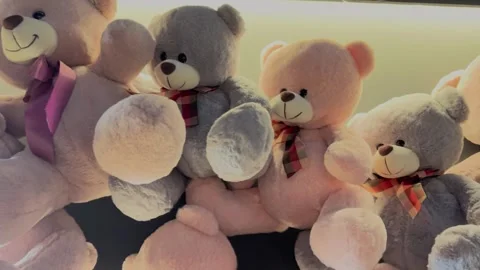 Collection of plush teddy bears Stock Footage 294928096