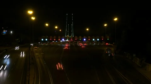 Collection Point for the Payment Toll road near Lisbon Stock Footage 41737200