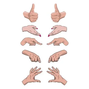 Collection of pointing hands palm vector set Stock Illustration